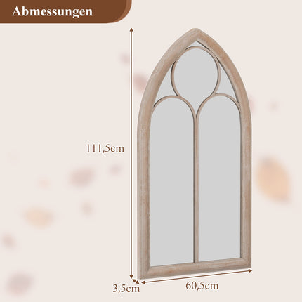 Farmhouse Arched Wall Mirror, Metal Frame, 111.5x60.5 cm