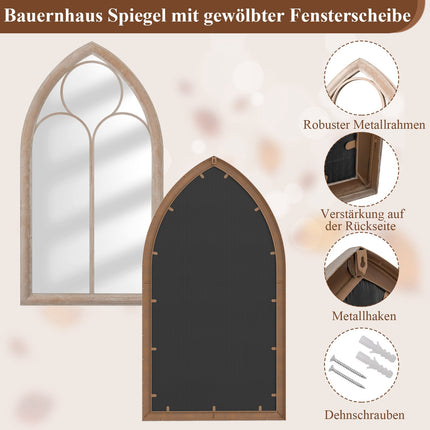 Farmhouse Arched Wall Mirror, Metal Frame, 111.5x60.5 cm