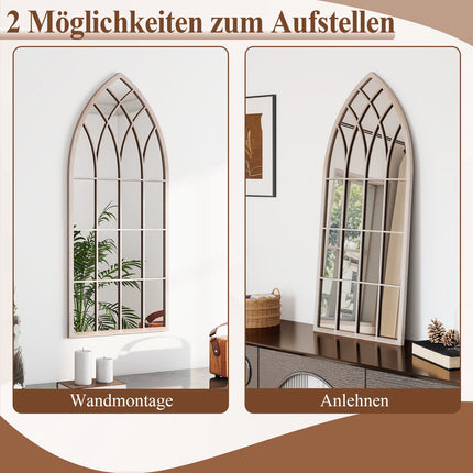 Farmhouse Arched Wall Mirror, Metal Frame, 115x50 cm, Gray