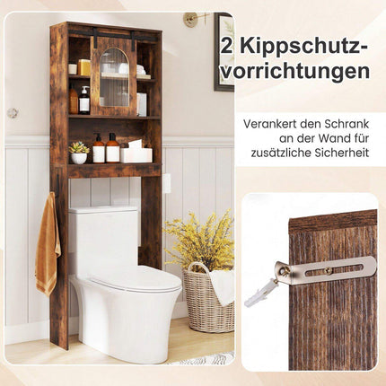 Farmhouse Over Toilet Storage Cabinet, Rustic Brown, 170 cm