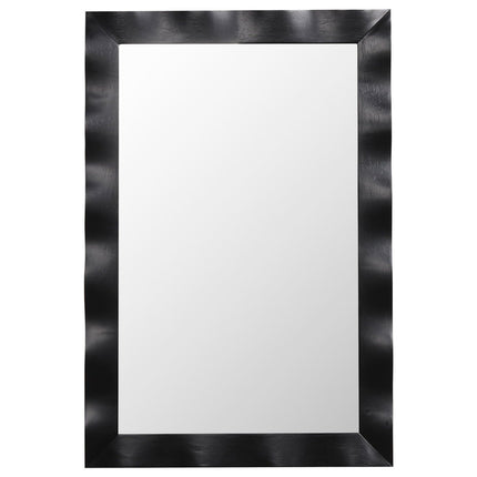 Farmhouse Rubberwood Frame Wooden Wall Mirror Rustic Bathroom Mirror Black