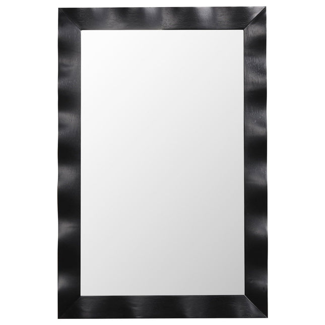 Farmhouse Rubberwood Frame Wooden Wall Mirror Rustic Bathroom Mirror Black