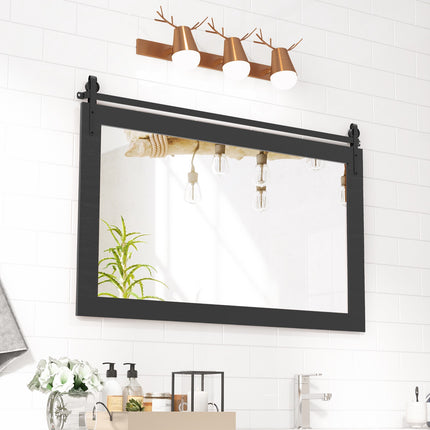 Farmhouse Wall Mirror, Fir Wood Frame, 101 x 66 cm