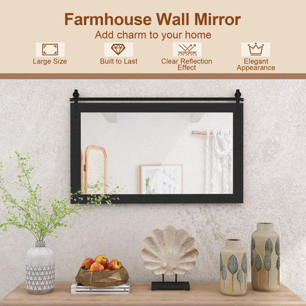 Farmhouse Wall Mirror, Fir Wood Frame, 101 x 66 cm