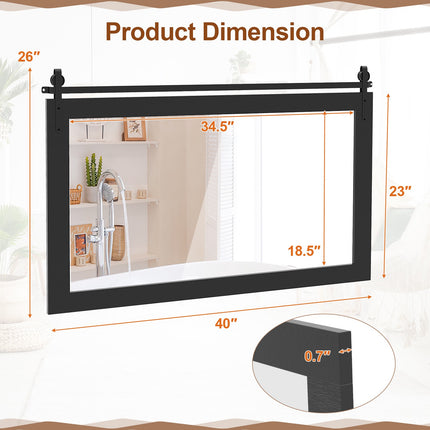 Farmhouse Wall Mirror, Fir Wood Frame, 101 x 66 cm