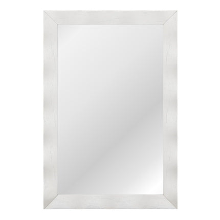 Farmhouse Wall Mirror with Rubberwood Wooden Frame Rustic Bathroom Mirror White