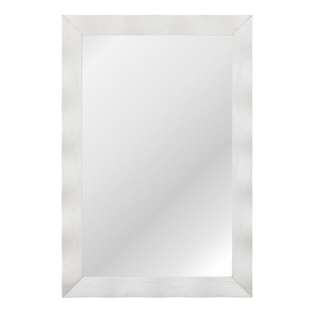 Farmhouse Wall Mirror with Rubberwood Wooden Frame Rustic Bathroom Mirror White