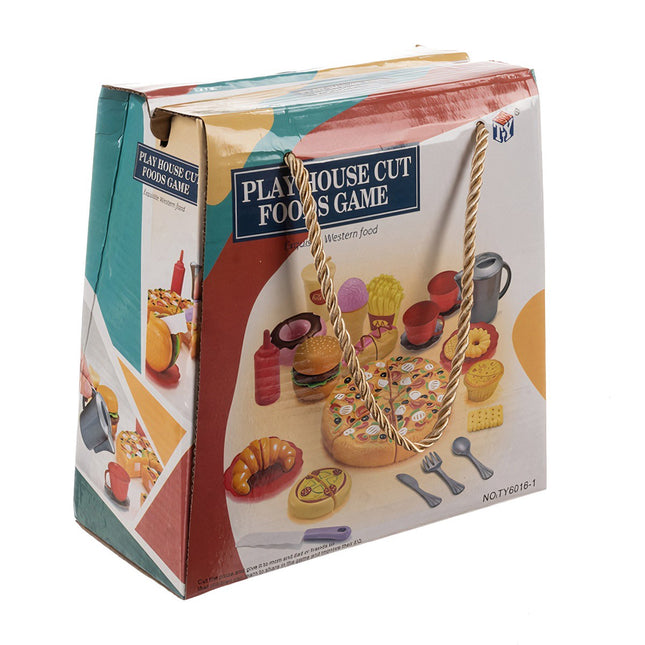 Fast Food Toy Set with Velcro Pizza, 42 Pieces