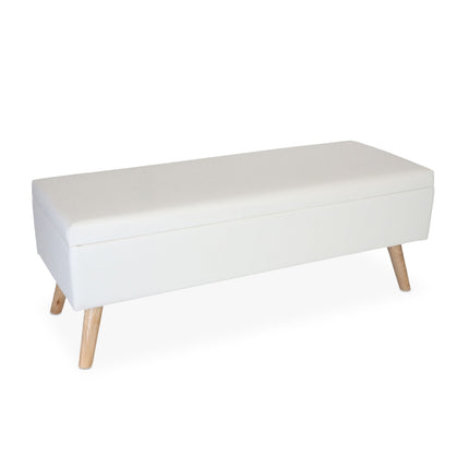 Faux Leather Storage Bench with Hinged Lid