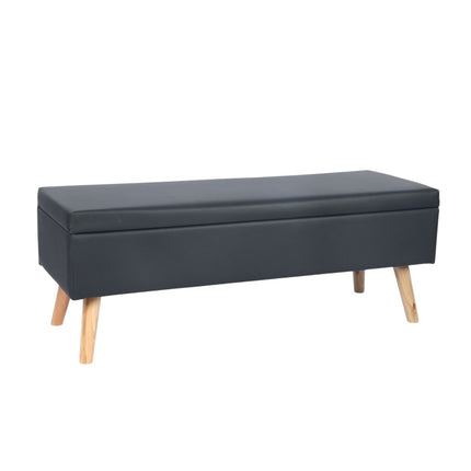 Faux Leather Storage Bench with Hinged Lid