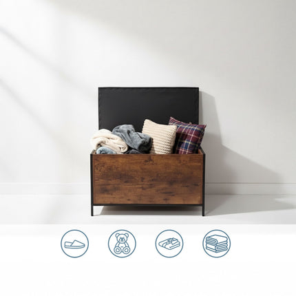 Faux Leather Storage Bench with Padded Seat