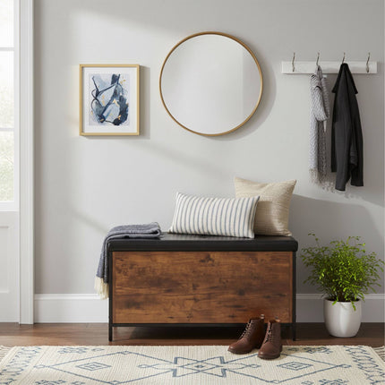 Faux Leather Storage Bench with Padded Seat
