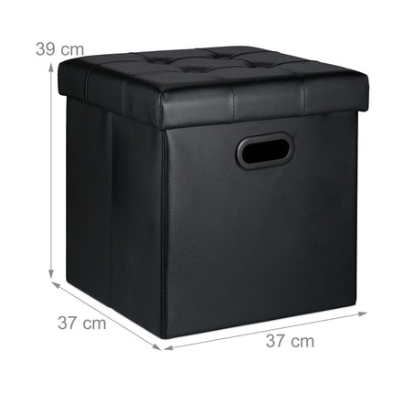 Faux Leather Storage Ottoman, Foldable Seat Stool