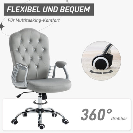 Ergonomic office chair in synthetic leather, adjustable, light grey
