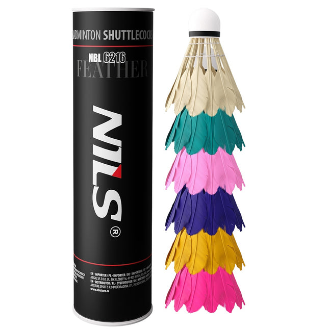 Veren shuttlecocks, veelkleurig, 6 stuks