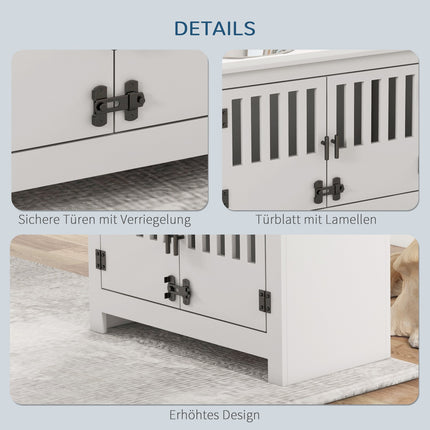 Raised Dog Feeding Station, 2L Stainless Steel Bowl, Storage, White