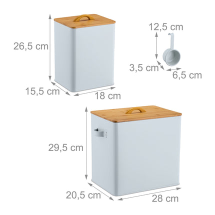 Feeding box with bamboo lid, set of 2