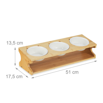 Feeding station for cats with 3 bowls