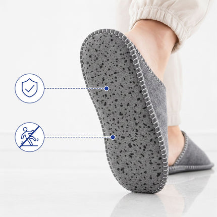 Felt Guest Slippers Set, 6 Pairs, Beige, Non-Slip, Unisex