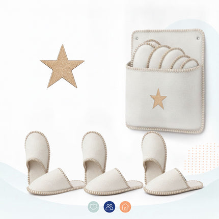 Felt Guest Slippers Set, 6 Pairs with Storage Bag