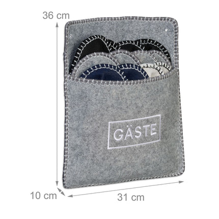 Felt Guest Slippers Set with Bag – 6 Pairs, Non-Slip Soles
