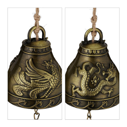 Feng Shui Wind Chimes Set, 4x Bells with Lucky Symbols