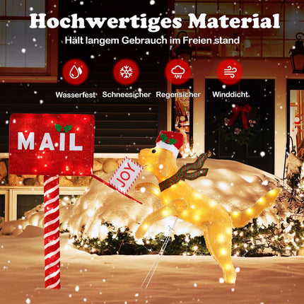 Festive Mailbox & Dog Decoration, 120 LED Lights, 108 cm