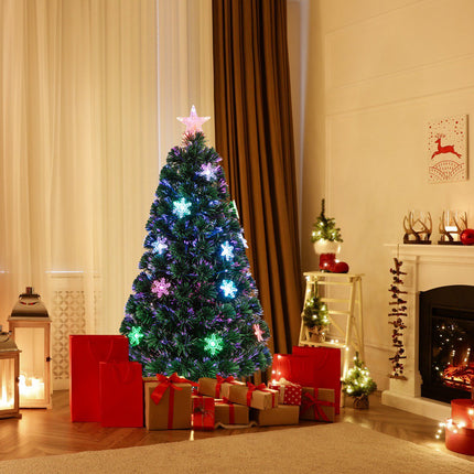 Fiber Optic Christmas Tree 120cm, LED Lights, Snowflakes