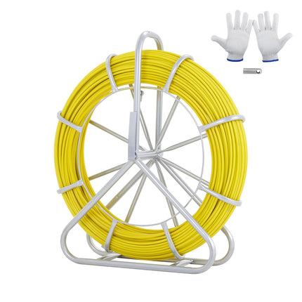 Fiberglass Fish Tape 150 m, 8 mm, Steel Reel, 3 Heads