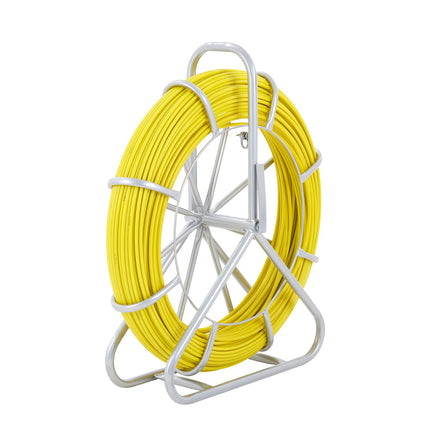 Fiberglass Fish Tape 425 ft, 1/4 in, Steel Reel, 3 Heads