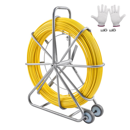 Fiberglass Fish Tape Puller, 656 Ft, 5/16 In, Brake