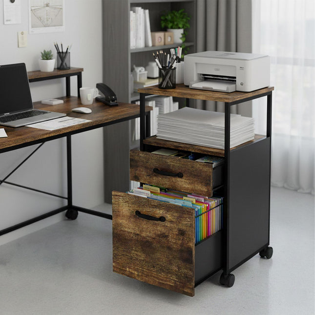 File Cabinet with 2 Drawers, Mobile, A4/Letter Size