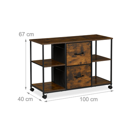 File Cabinet with 2 Drawers & Shelves, Mobile