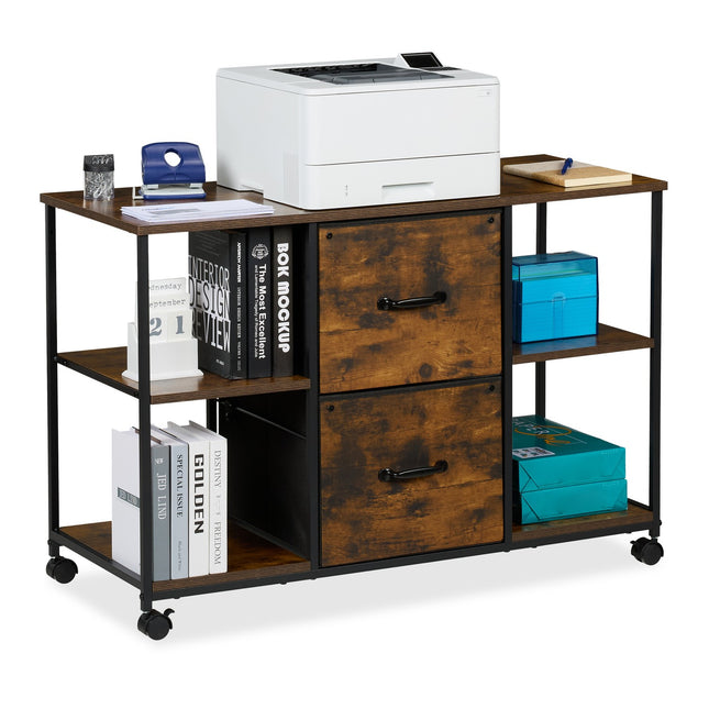 File Cabinet with 2 Drawers & Shelves, Mobile