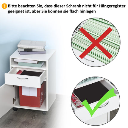 White filing cabinet with drawers & wheels - 40 x 35 x 60 cm