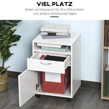 White filing cabinet with drawers & wheels - 40 x 35 x 60 cm