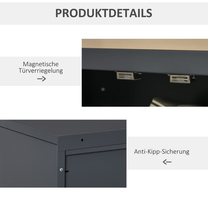 Metal Storage Cabinet with Louvre Doors, Adjustable Shelves, 75x33x110 cm