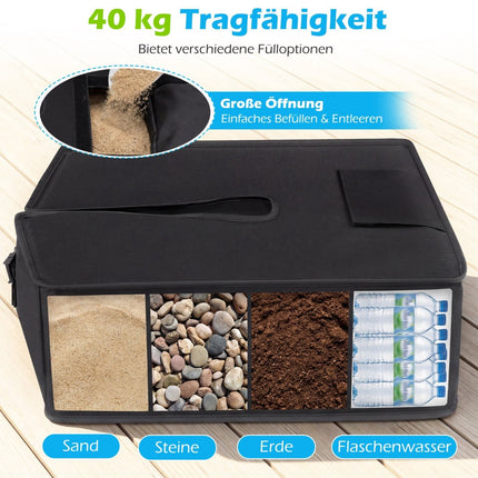 Fillable 40kg Umbrella Base, Portable Sandbag Stand, Black