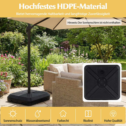 Fillable Heavy-Duty Umbrella Base with Wheels, 81cm Square