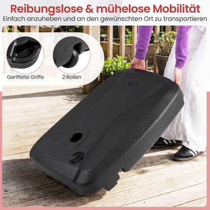 Fillable Patio Umbrella Base with Wheels, HDPE, 102kg Capacity
