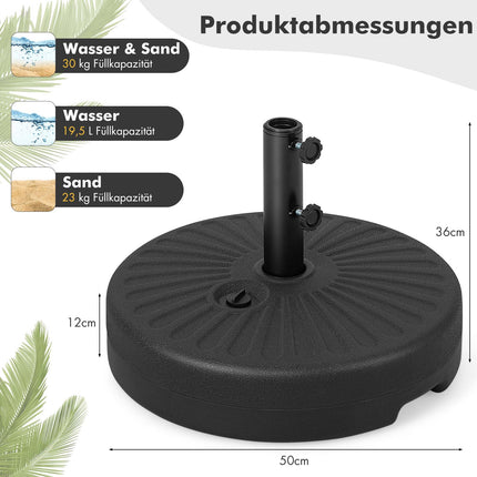 Fillable Umbrella Base, 19.5L Water or 23kg Sand Capacity