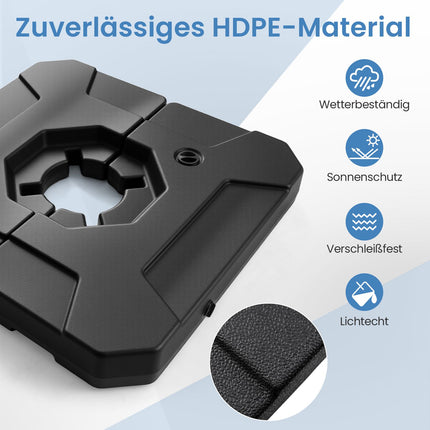 Fillable Umbrella Base, 2-Piece, HDPE, 89x89 cm, Black