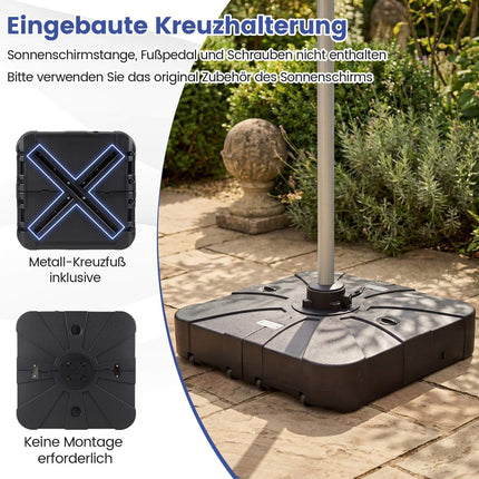 Fillable Umbrella Base with Wheels, 170kg Capacity, HDPE, Black