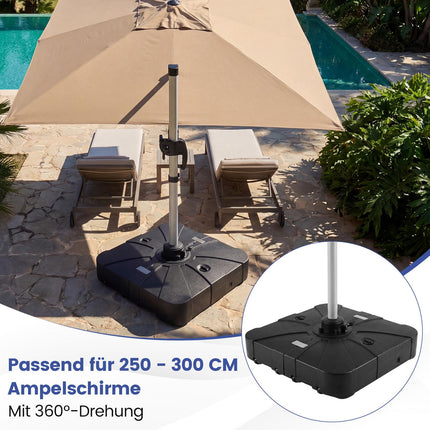 Fillable Umbrella Base with Wheels, 170kg Capacity, HDPE, Black