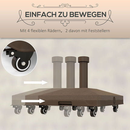 Fillable Umbrella Base with Wheels, 22-38mm, Brown