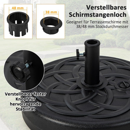 Fillable round umbrella stand with 56 cm diameter for a maximum of 46 kg black