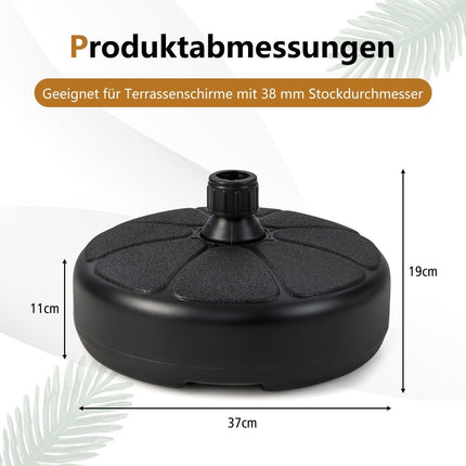 Fillable round umbrella stand with a diameter of 37 cm for a maximum of 12 kg black