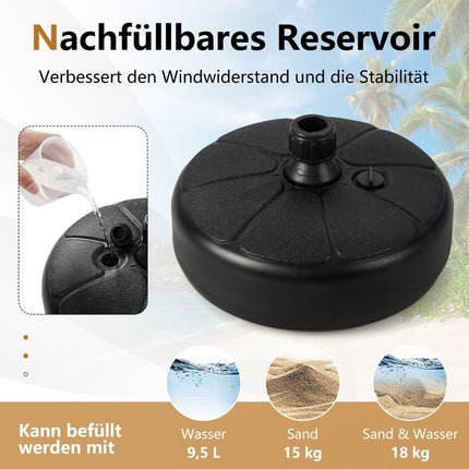 Fillable round umbrella stand with a diameter of 37 cm for a maximum of 12 kg black