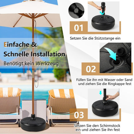 Fillable round umbrella stand with a diameter of 37 cm for a maximum of 12 kg black