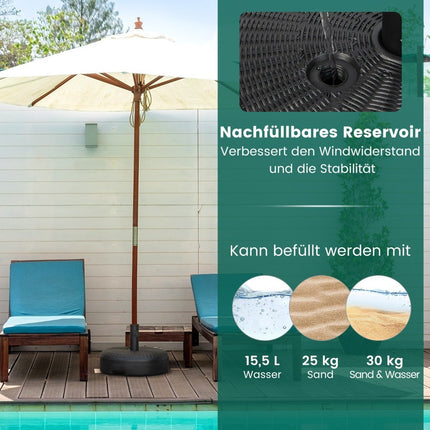 Fillable round umbrella stand with a diameter of 45 cm for a maximum of 30 kg black